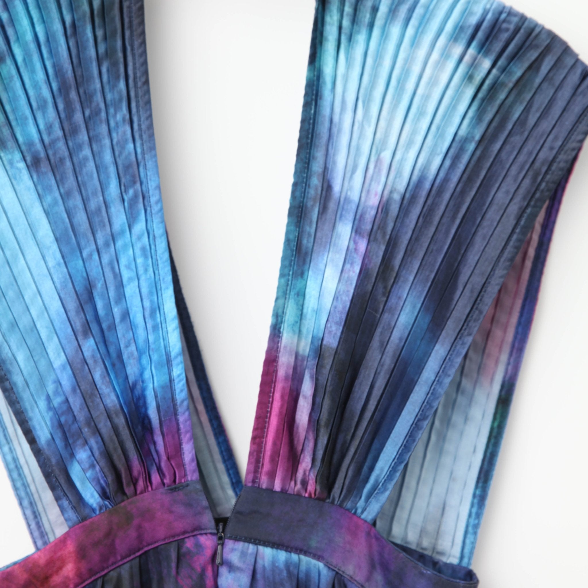 L'IDÉE Printed Gala Blue tie - dye satin Gown - Wind & Song
