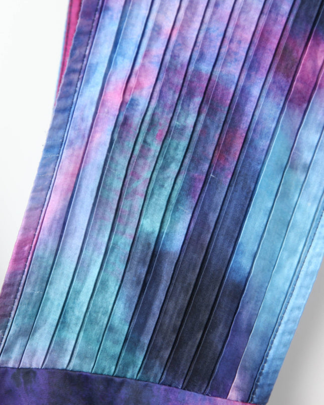 L'IDÉE Printed Gala Blue tie - dye satin Gown - Wind & Song