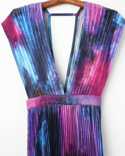 L'IDÉE Printed Gala Blue tie - dye satin Gown Size 6 - Wind & Song