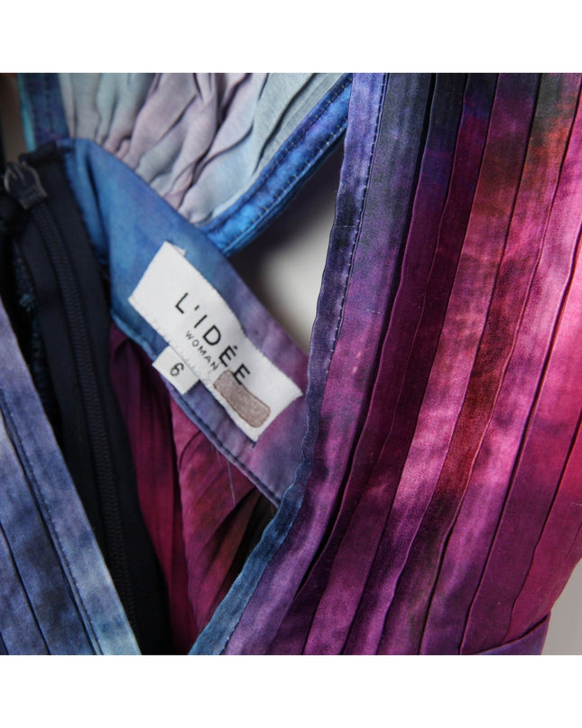 L'IDÉE Printed Gala Blue tie - dye satin Gown Size 6 - Wind & Song