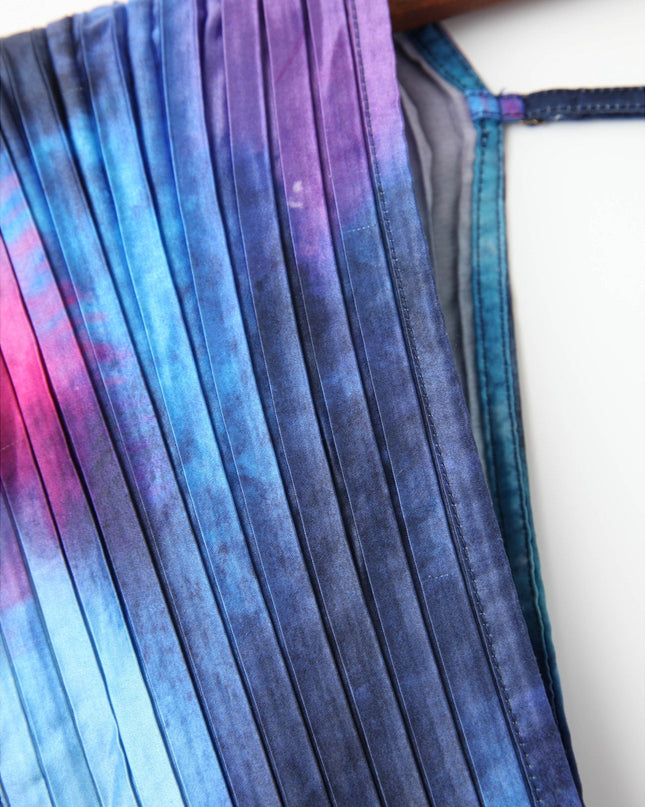 L'IDÉE Printed Gala Blue tie - dye satin Gown Size 6 - Wind & Song