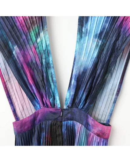 L'IDÉE Printed Gala Blue tie - dye satin Gown Size 6 - Wind & Song