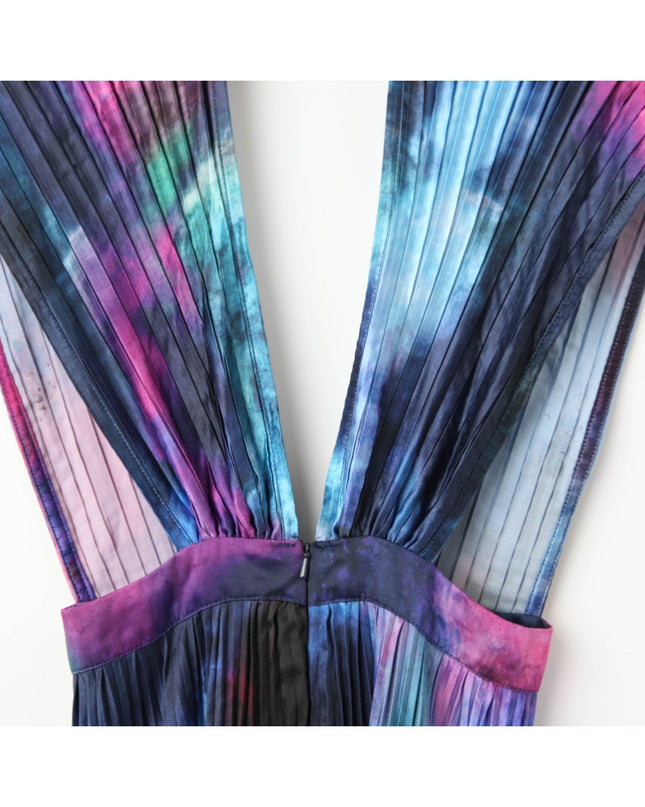 L'IDÉE Printed Gala Blue tie - dye satin Gown Size 6 - Wind & Song