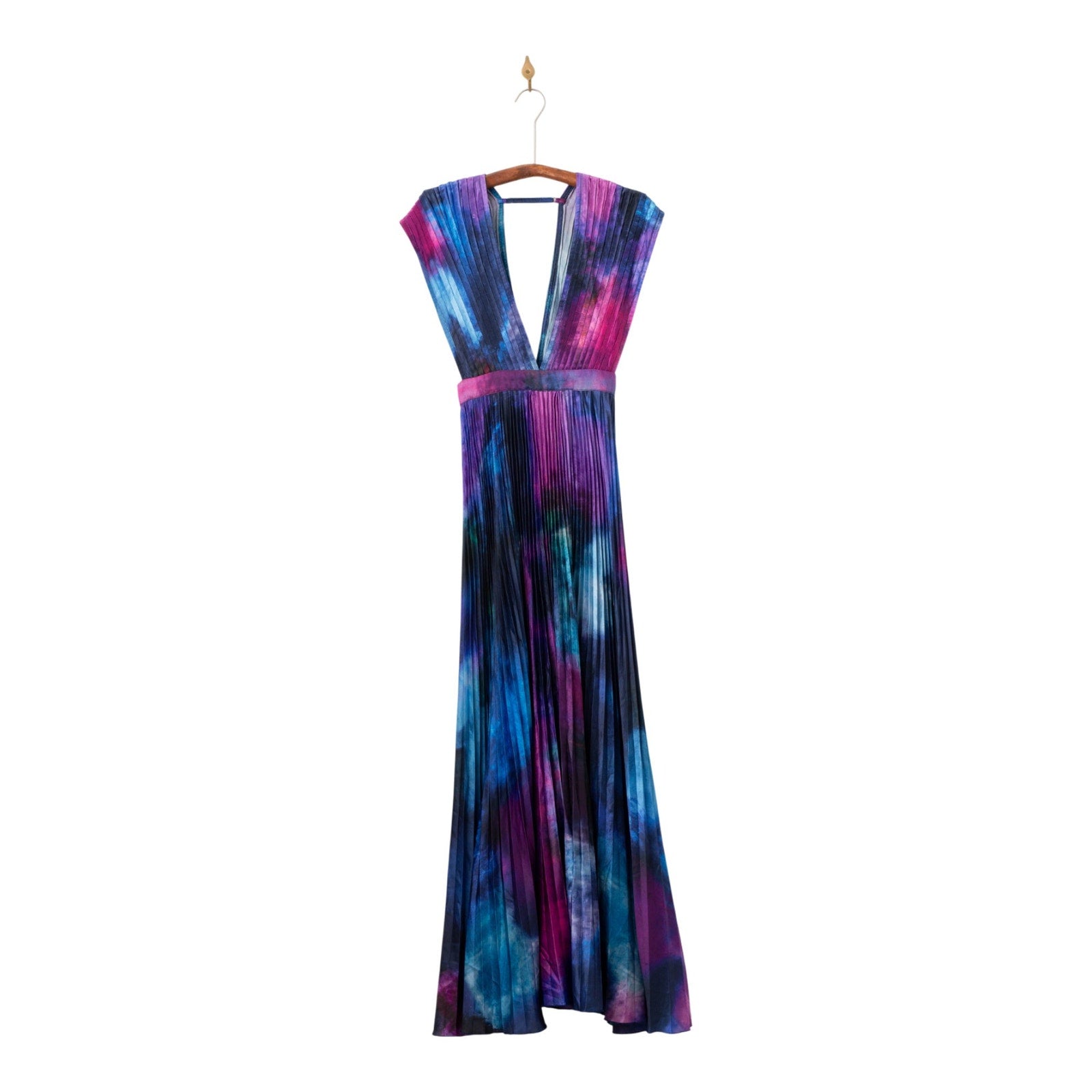 L'IDÉE Printed Gala Blue tie - dye satin Gown Size 6 - Wind & Song