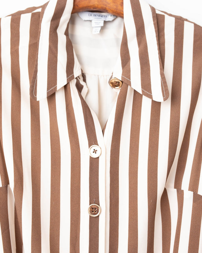 L.K. Bennett Emelia Chocolate & Birch Candy Stripe Shirt Dress - Wind & Song