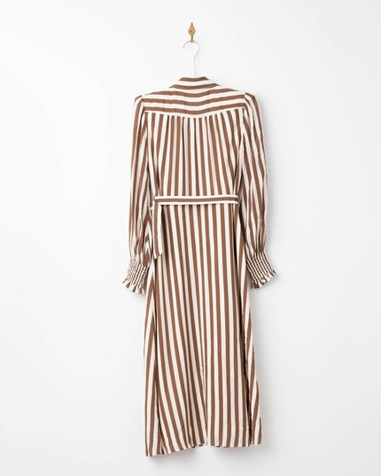 L.K. Bennett Emelia Chocolate & Birch Candy Stripe Shirt Dress - Wind & Song