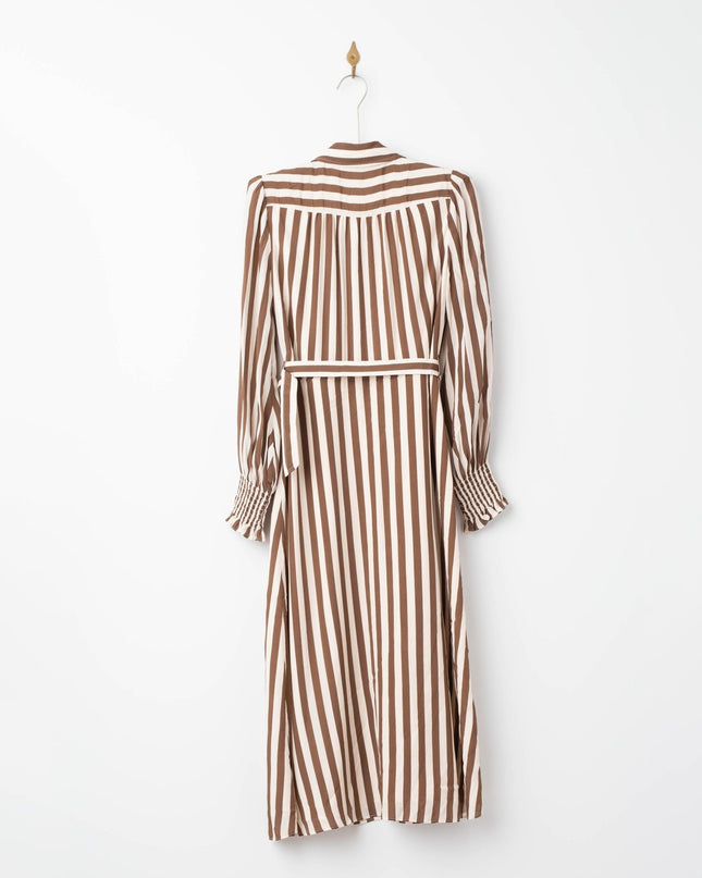 L.K. Bennett Emelia Chocolate & Birch Candy Stripe Shirt Dress - Wind & Song