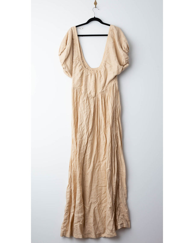 LoboRosa Mimi Long Dress Off the shoulder with wide short sleeve(100% Linen) Pre - owned - Wind & Song