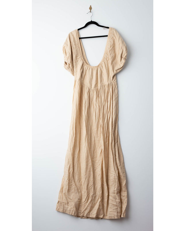 LoboRosa Mimi Long Dress Off the shoulder with wide short sleeve(100% Linen) Pre - owned - Wind & Song