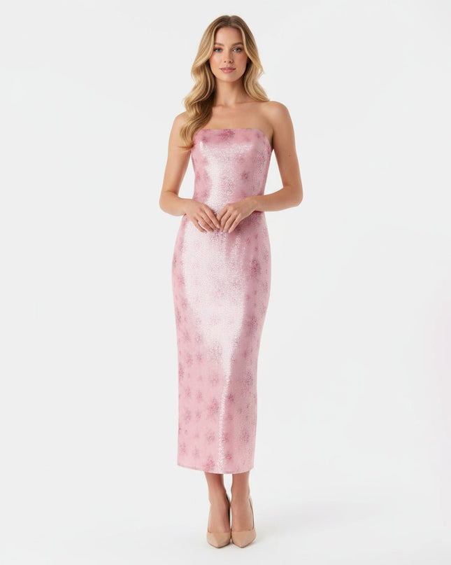 LoveShackFancy Pink Floral Stasia Sequin Midi Dress - Wind & Song