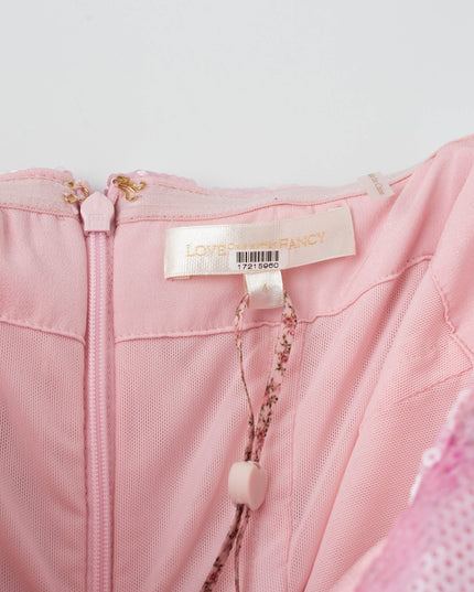 LoveShackFancy Pink Floral Stasia Sequin Midi Dress - Wind & Song