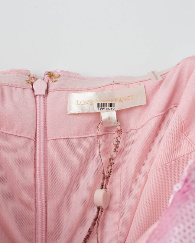 LoveShackFancy Pink Floral Stasia Sequin Midi Dress - Wind & Song