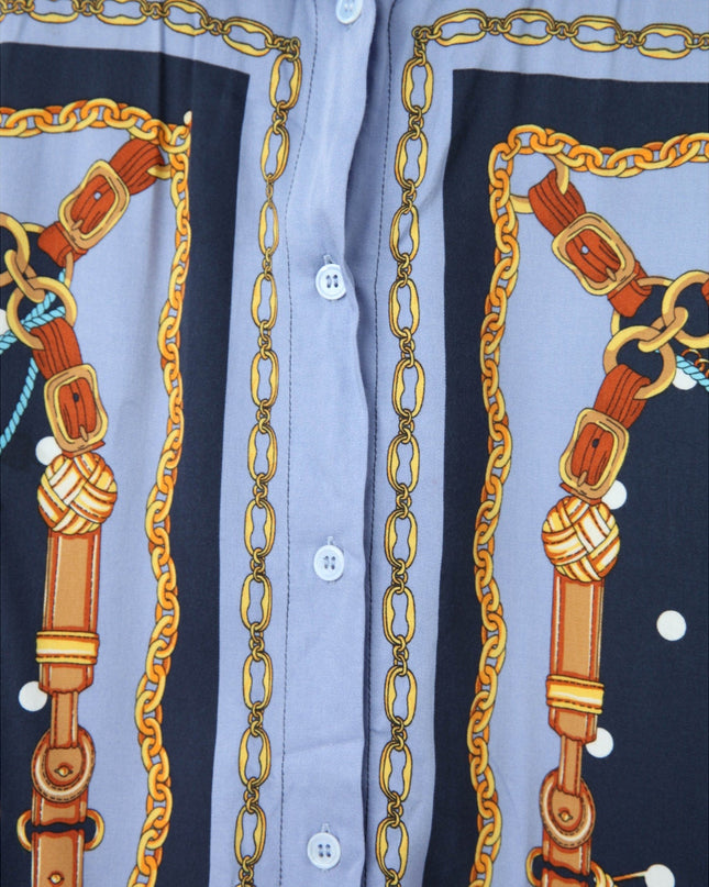 Maje Cechaine Printed Shirt – Long Sleeve Viscose Button - Down Top - Wind & Song