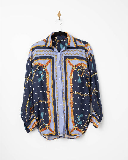 Maje Cechaine Printed Shirt – Long Sleeve Viscose Button - Down Top - Wind & Song