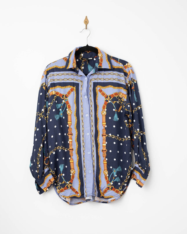 Maje Cechaine Printed Shirt – Long Sleeve Viscose Button - Down Top - Wind & Song