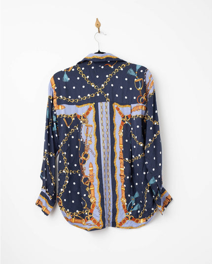 Maje Cechaine Printed Shirt – Long Sleeve Viscose Button - Down Top - Wind & Song