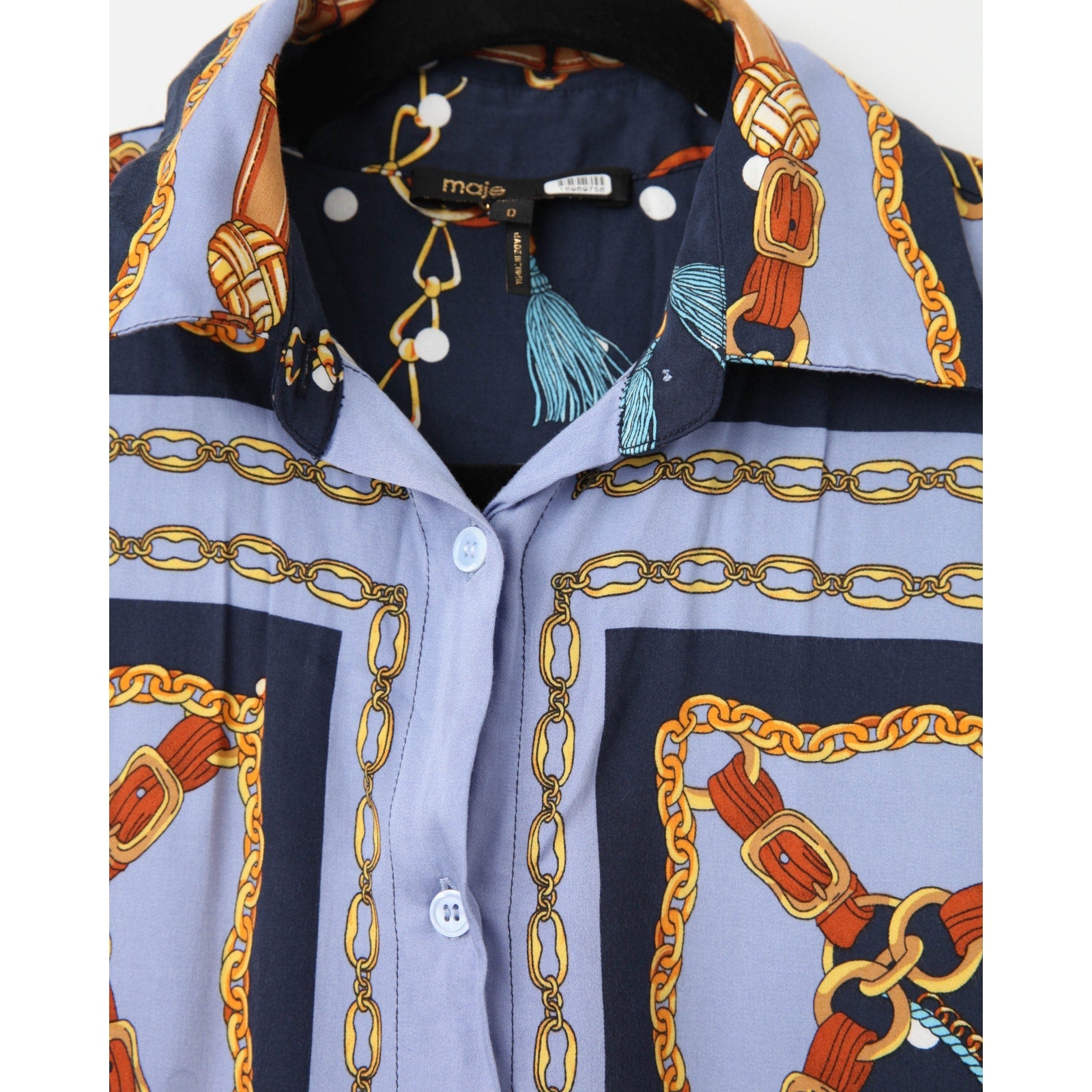 Maje Cechaine Printed Shirt – Long Sleeve Viscose Button - Down Top - Wind & Song