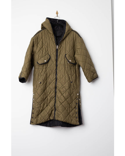 Maje Reversible Quilted Jacket in Olive Green/Black - Wind & Song