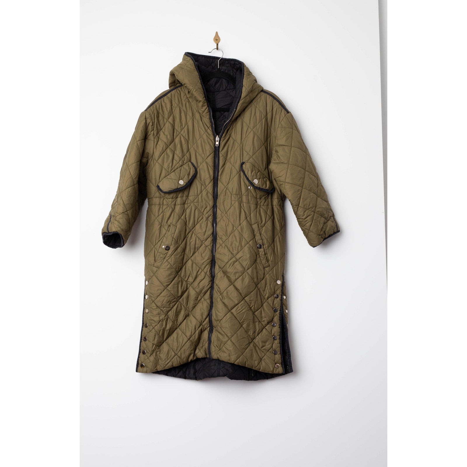 Maje Reversible Quilted Jacket in Olive Green/Black - Wind & Song