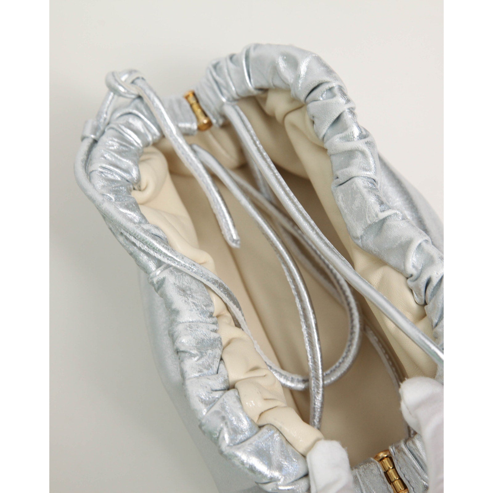 Mansur Gavriel Mini Cloud Silver Metallic Leather Crossbody - Wind & Song