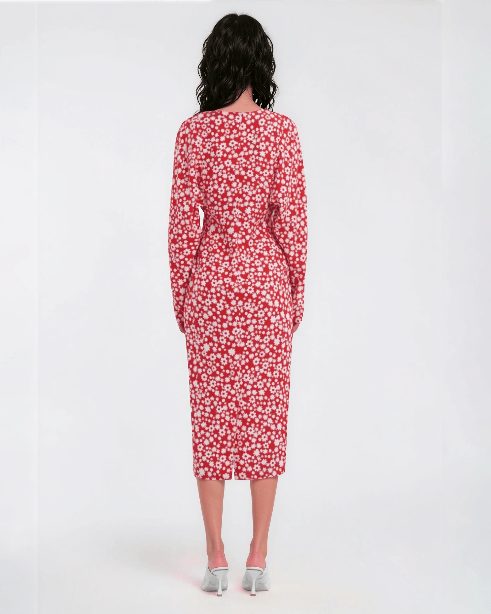 Marni Satin Midi Dress with Red and White Pop Fields Motif Size 40 - Wind & Song