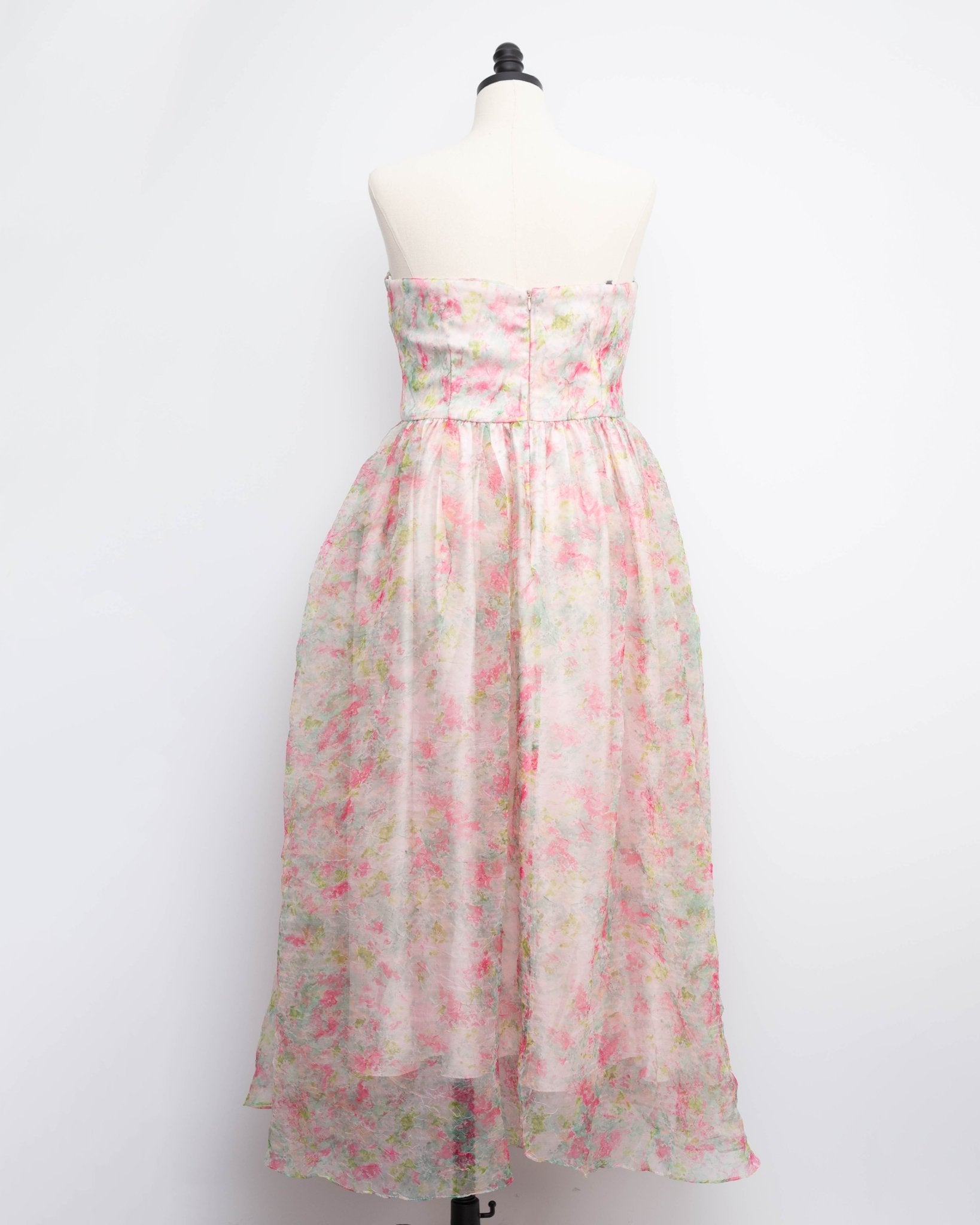 ML Monique Lhuillier Floral Strapless Organza A - Line Gown Size 14 - Wind & Song