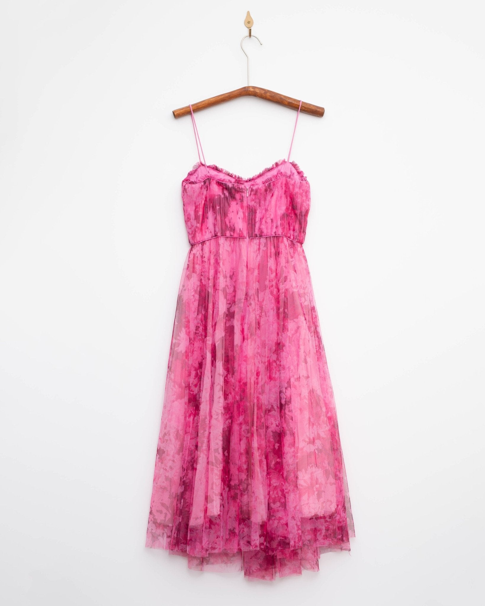 ML Monique Lhuillier Pink floral Tulle Midi Dress - Wind & Song