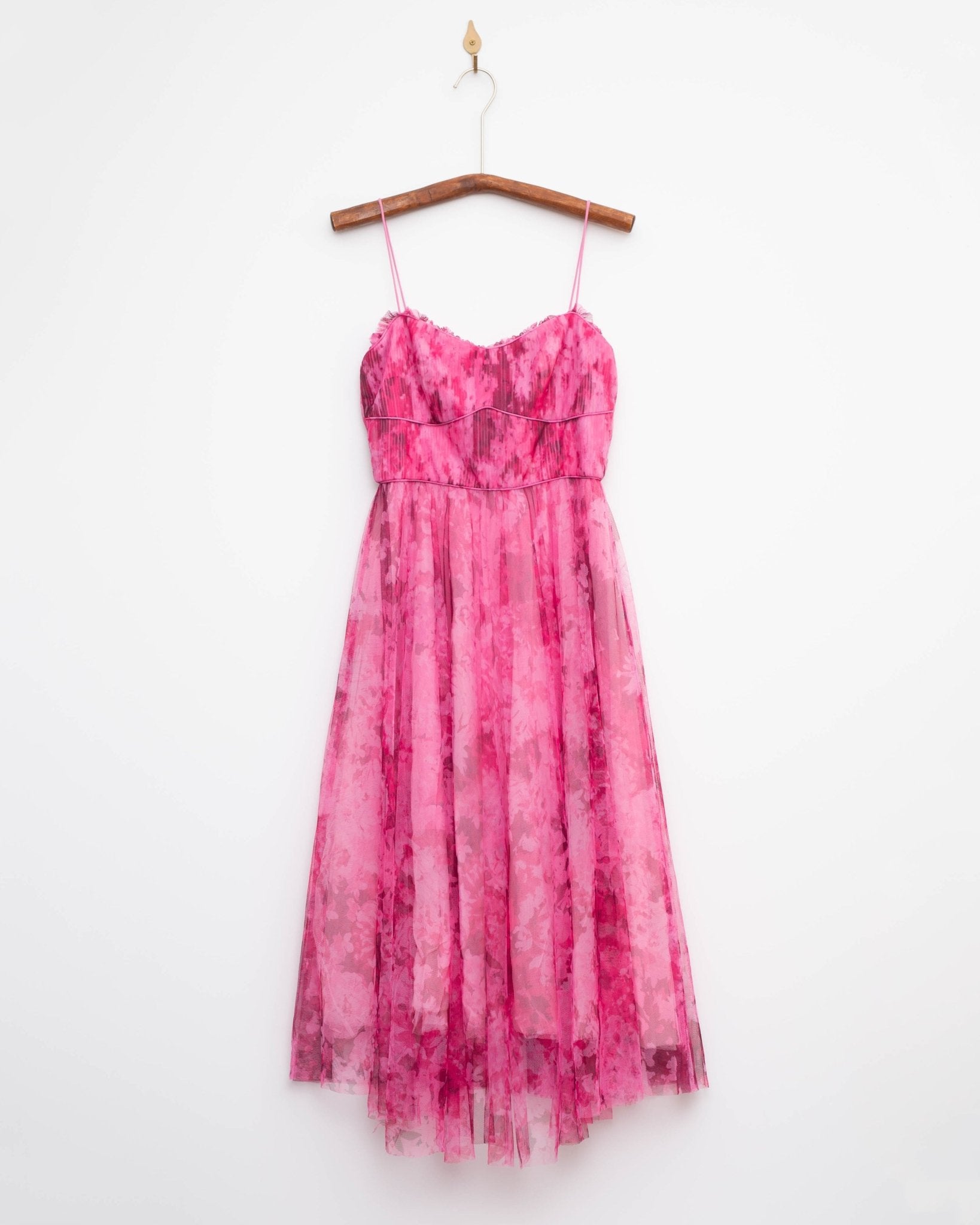 ML Monique Lhuillier Pink floral Tulle Midi Dress - Wind & Song