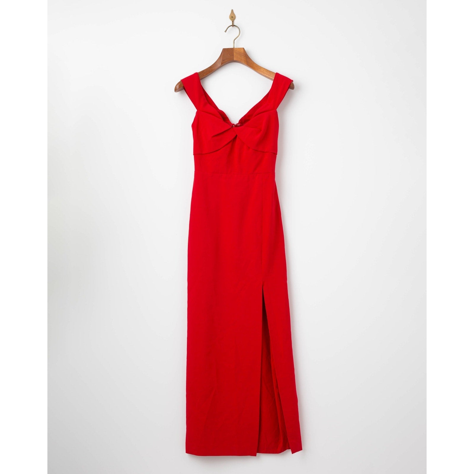 ML Monique Lhuillier Viviana Off the Shoulder Crepe Gown in Red - Wind & Song