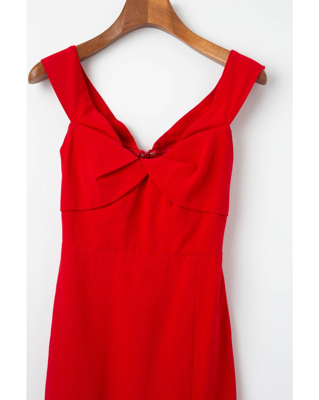 ML Monique Lhuillier Viviana Off the Shoulder Crepe Gown in Red - Wind & Song