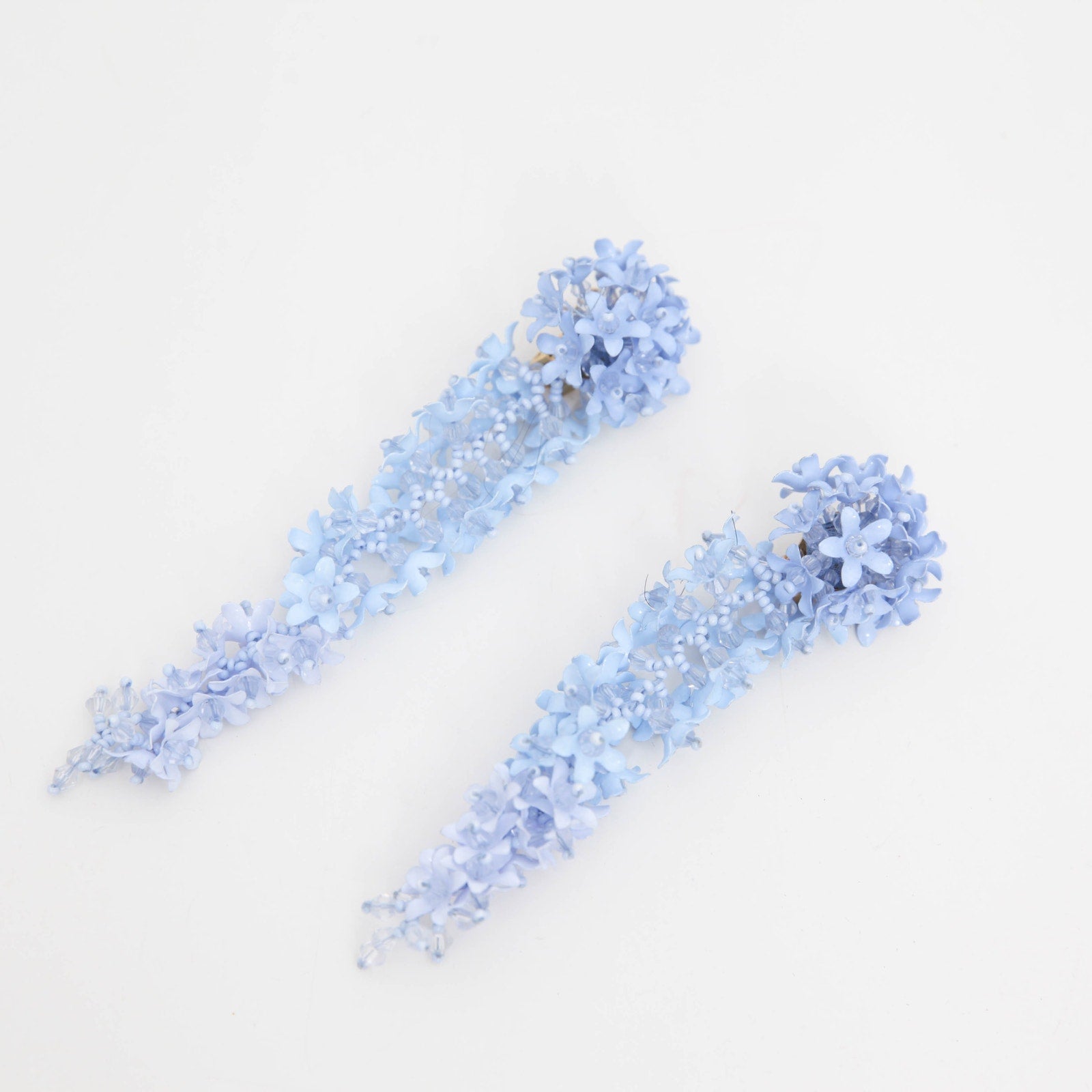 Oscar de la Renta Floral Cascade Clip - On Drop Earrings Powder Blue - Wind & Song