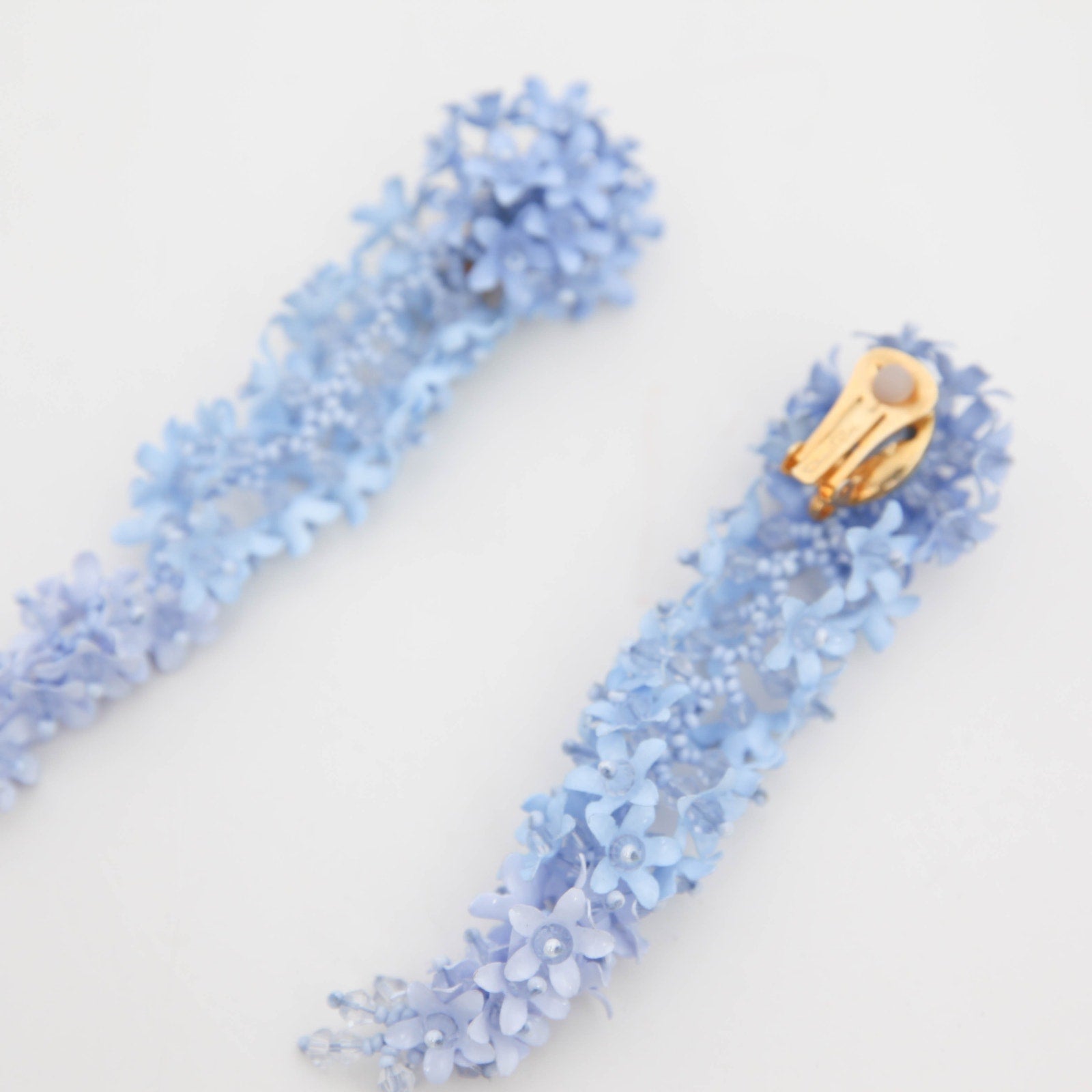 Oscar de la Renta Floral Cascade Clip - On Drop Earrings Powder Blue - Wind & Song