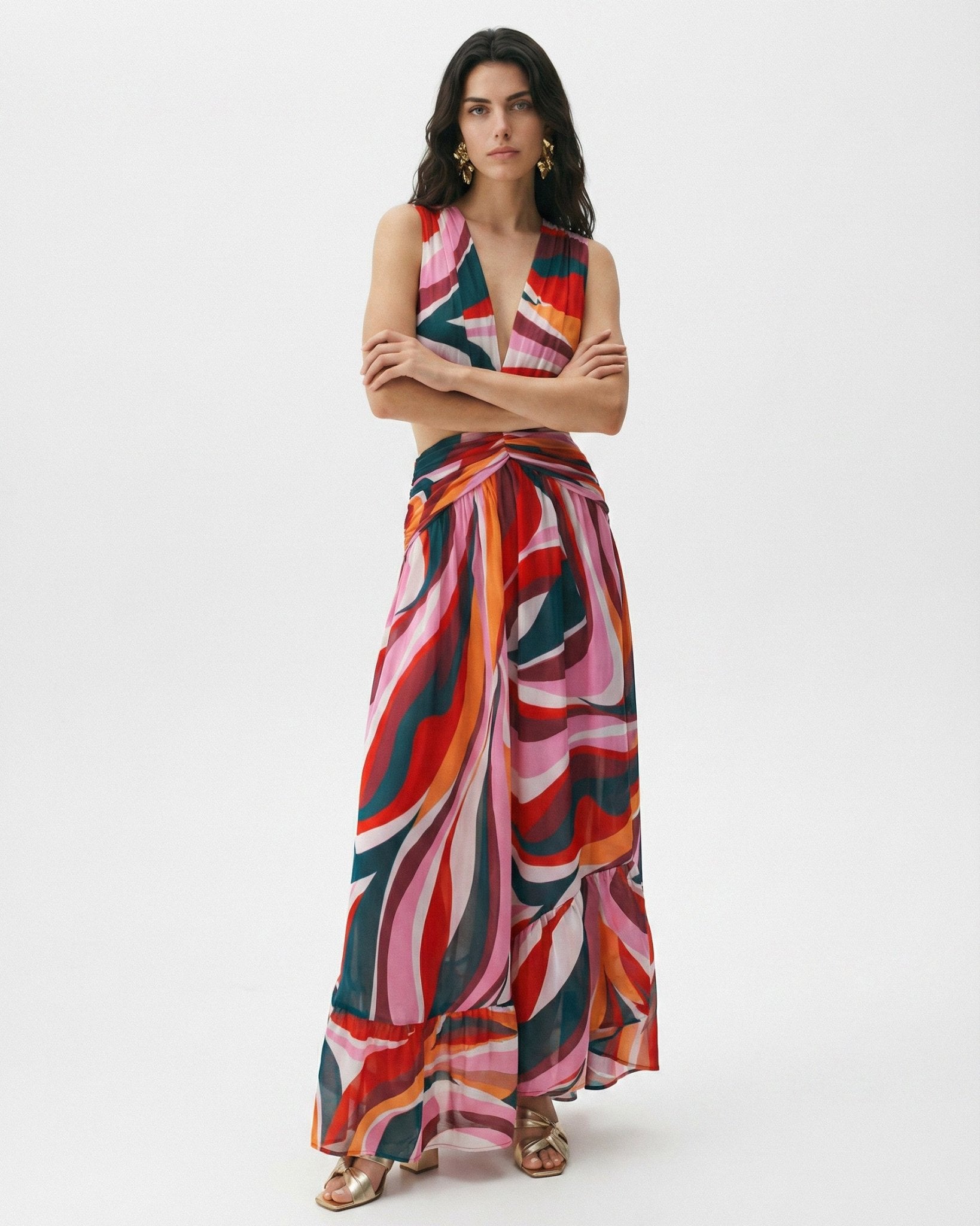 PatBO Delos Plunge Maxi Dress Size 6 - Wind & Song