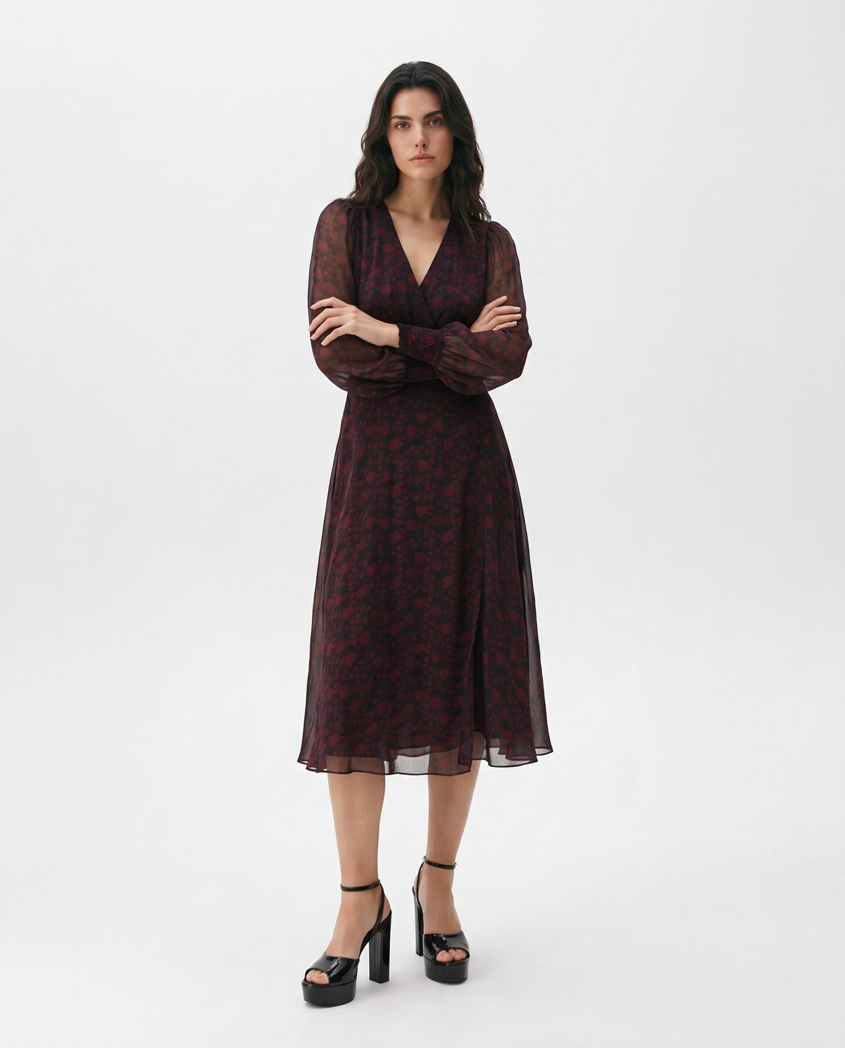 Polo Ralph Lauren Brown Floral Wrap Midi Dress – Size US 6 - Wind & Song