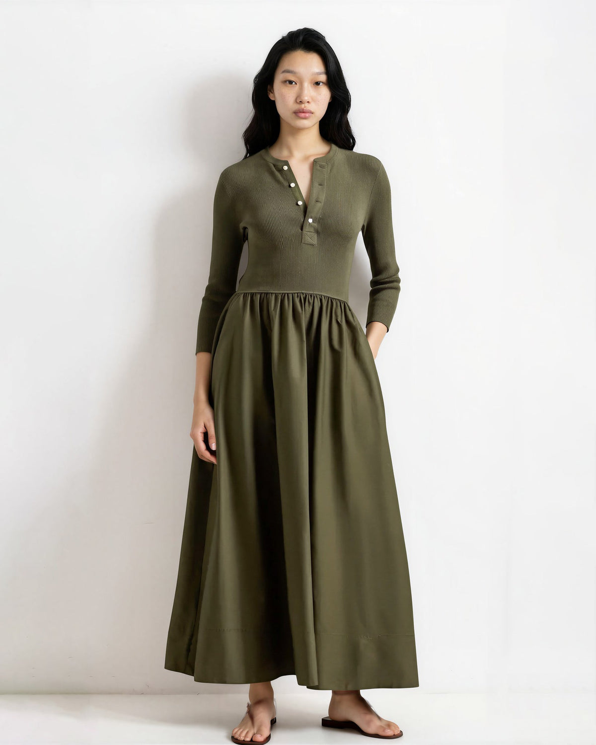Polo Ralph Lauren Green Henley Bodice Midi Dress – Size M - Wind & Song