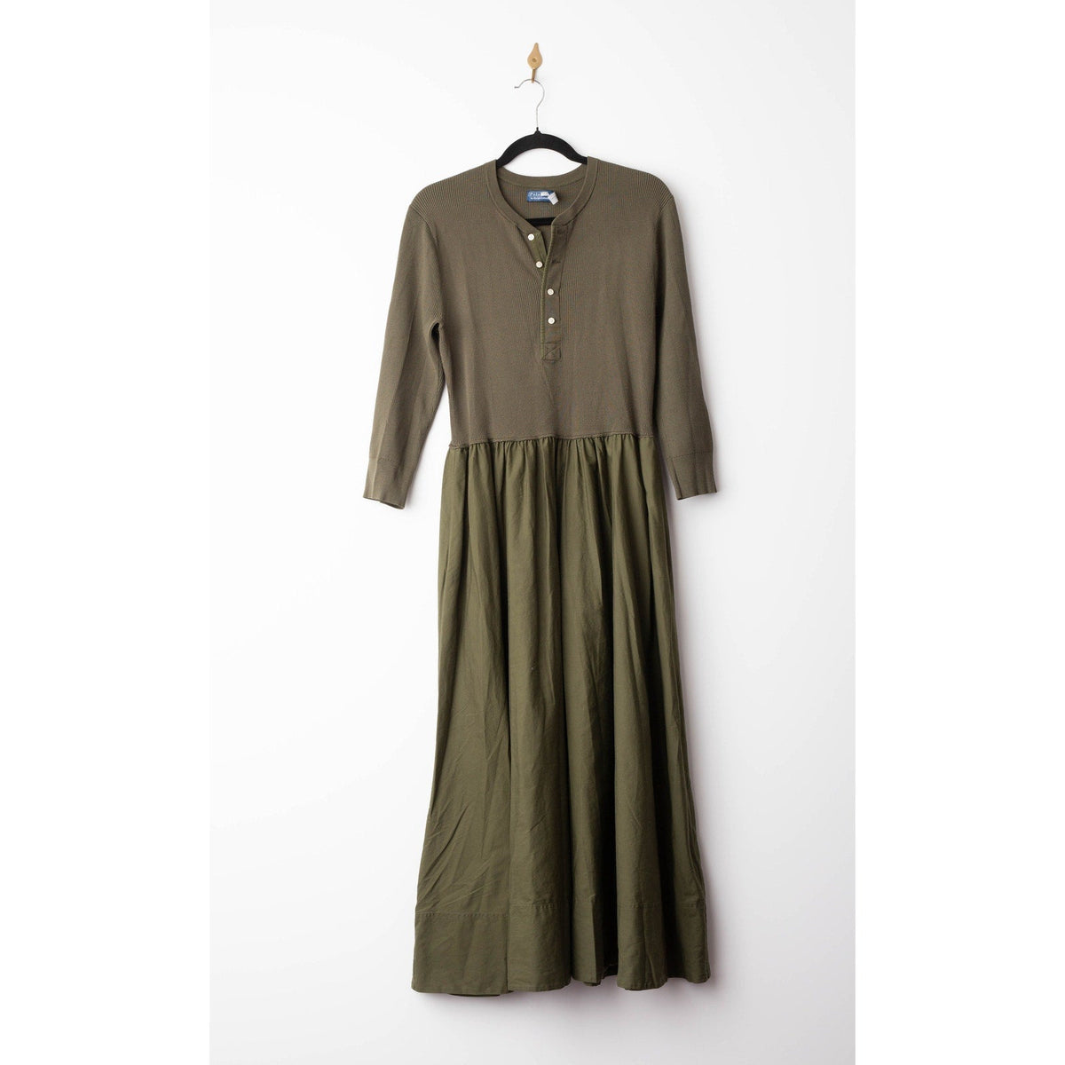 Polo Ralph Lauren Henley Bodice Dress in Green - Size L - Wind & Song