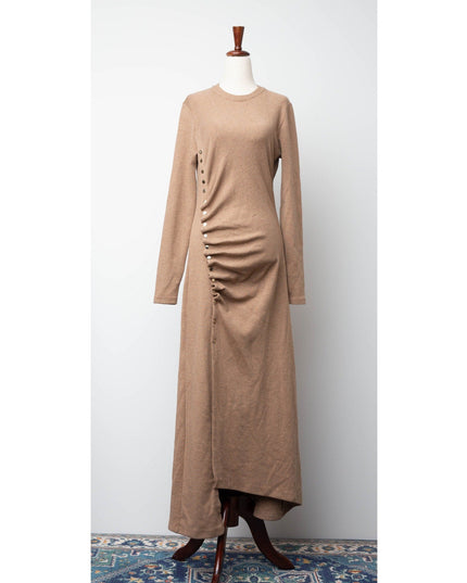 Rabanne Camel Knit Brown Wool Midi Dress - Wind & Song