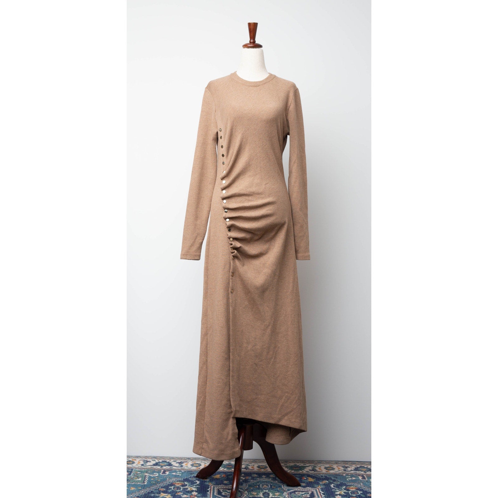 Rabanne Camel Knit Brown Wool Midi Dress - Wind & Song