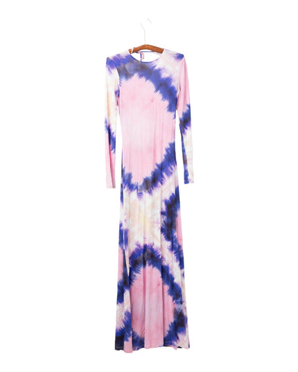 Rabanne Long Sleeve Open Back Maxi Dress in Tie & Dye Pink - Pre - owned - Wind & Song