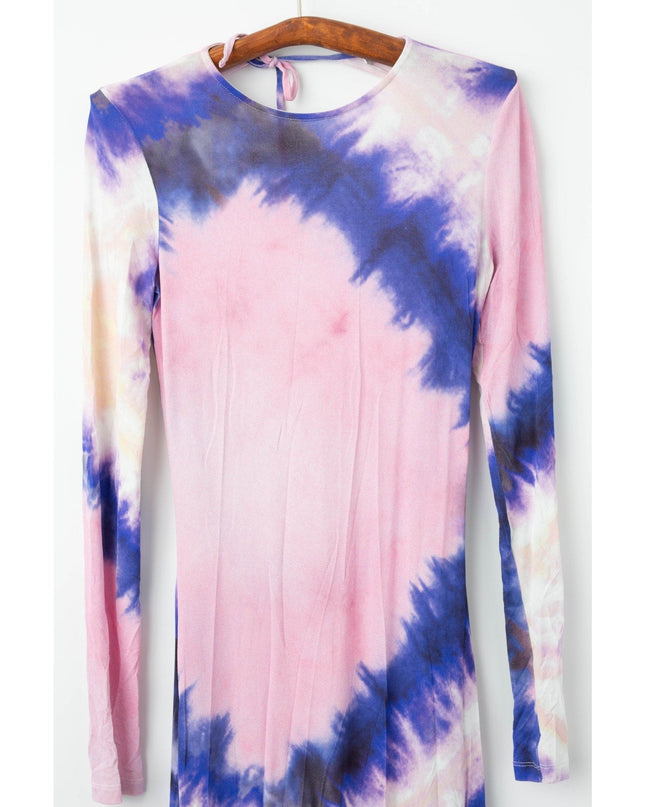 Rabanne Long Sleeve Open Back Maxi Dress in Tie & Dye Pink - Pre - owned - Wind & Song