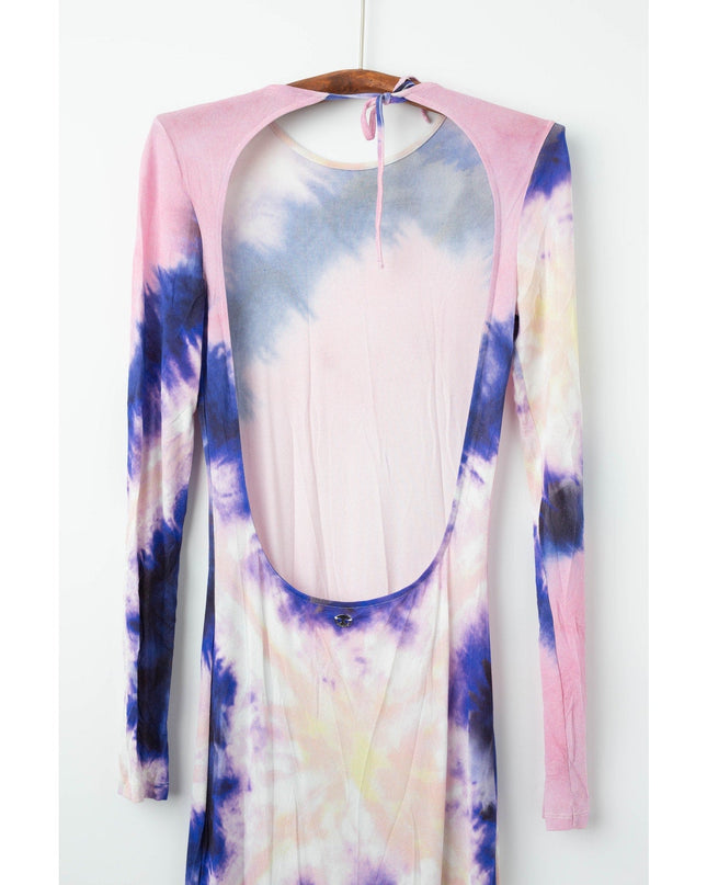 Rabanne Long Sleeve Open Back Maxi Dress in Tie & Dye Pink - Pre - owned - Wind & Song