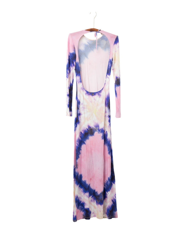 Rabanne Long Sleeve Open Back Maxi Dress in Tie & Dye Pink - Pre - owned - Wind & Song