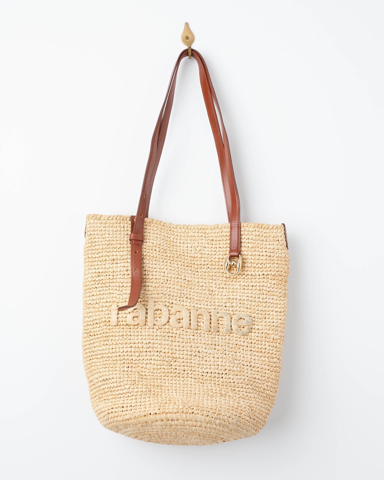Rabanne woven raffia tote bag in Beige - Wind & Song