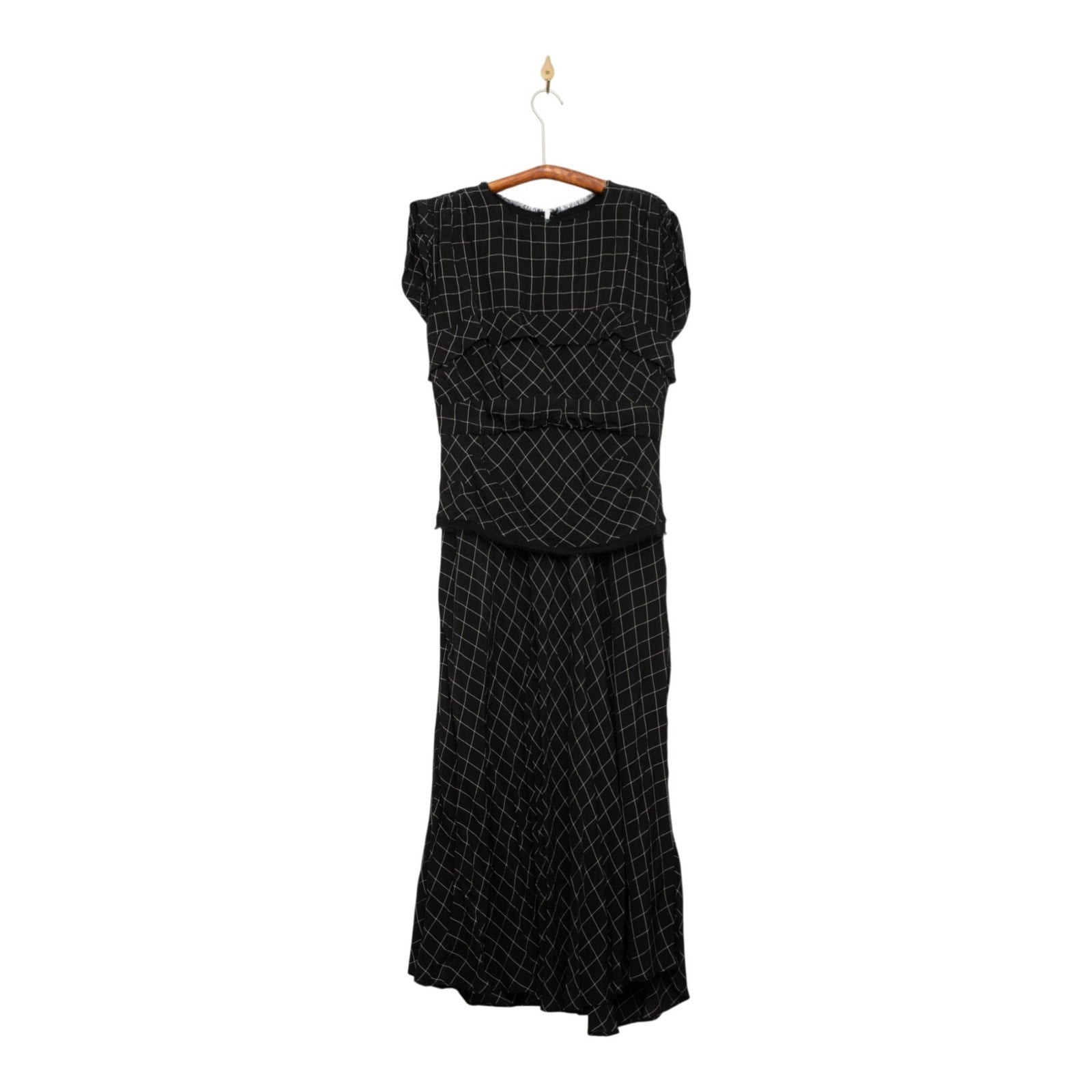 Rachel Comey Hilo Dress Black Size 10 – Crinkled Plaid Midi - Wind & Song