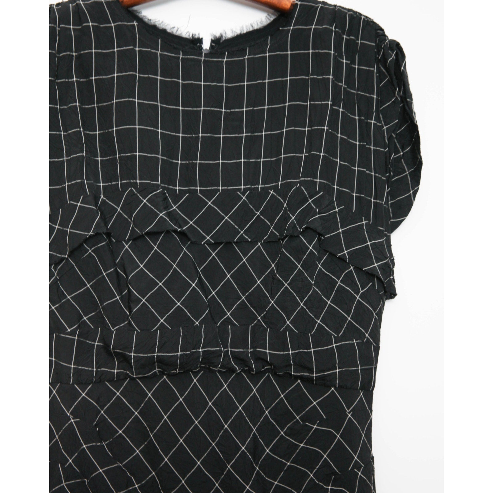 Rachel Comey Hilo Dress Black Size 10 – Crinkled Plaid Midi - Wind & Song