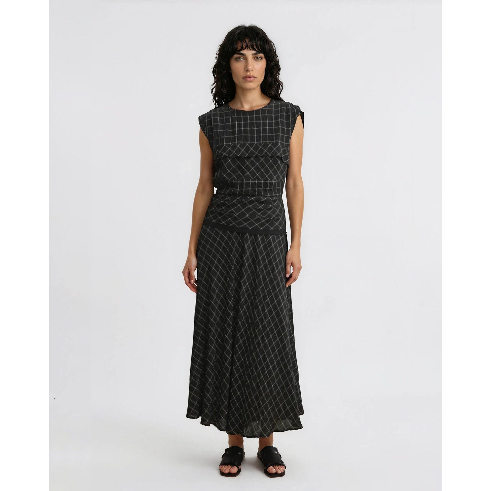 Rachel Comey Hilo Dress Black Size 10 – Crinkled Plaid Midi - Wind & Song
