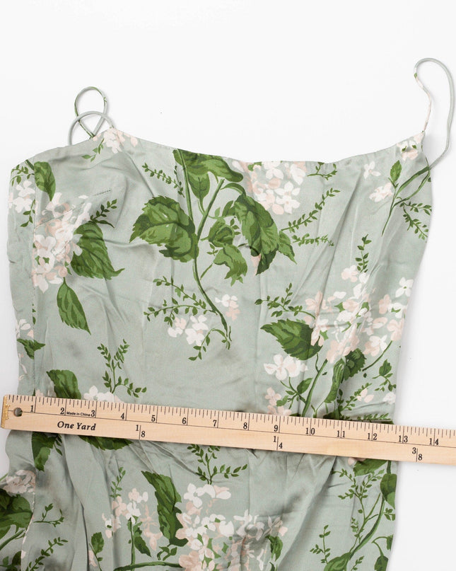 Reformation Frankie Silk Gown in Green Floral - Wind & Song