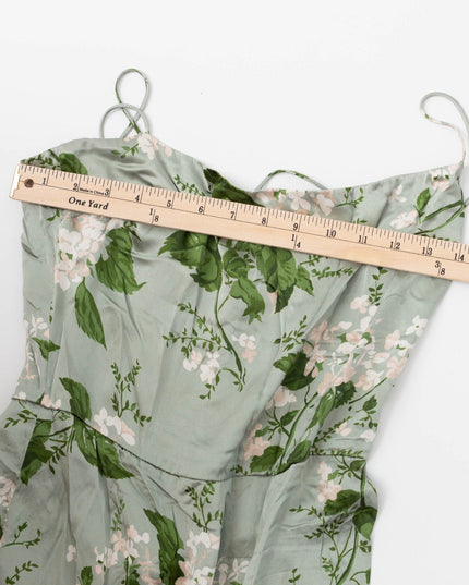 Reformation Frankie Silk Gown in Green Floral - Wind & Song