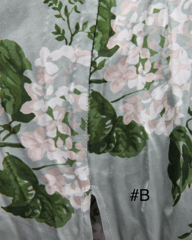 Reformation Frankie Silk Gown in Green Floral - Pre - Owned - Wind & Song