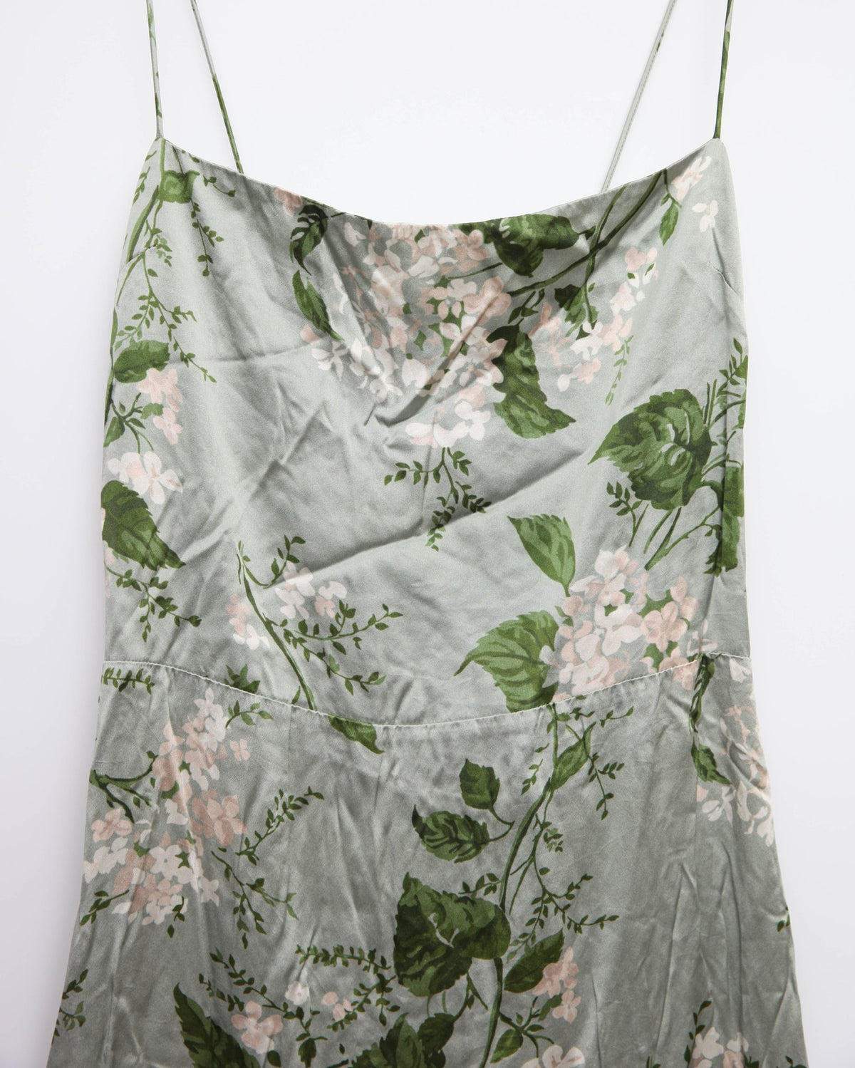 Reformation Frankie Silk Gown in Green Floral Size 4 - Wind & Song